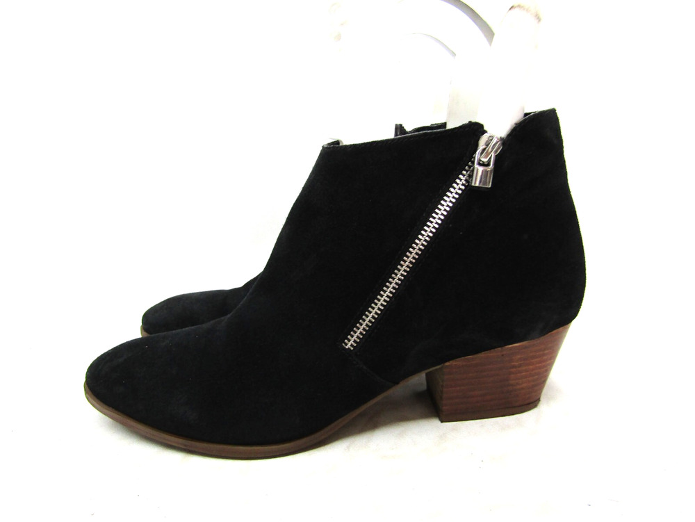 Franco Sarto Womens Size 11 M Black Suede Zip Ankle Fashion Boots Booties